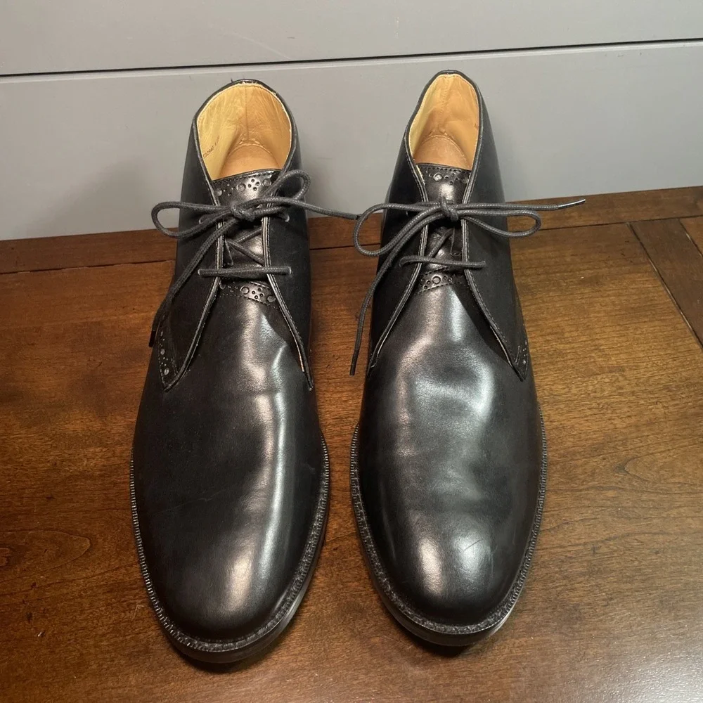 Cole Haan Graydon Chukka Boots Men 7.5  M Black Leather Lace Up 9.5 women NWOB
